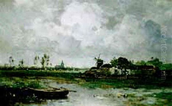 A Rainy Day, Heusden Oil Painting by Willem Cornelis Rip