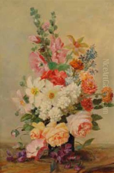 Bouquet De Fleurs Oil Painting by Alexandre Ripault