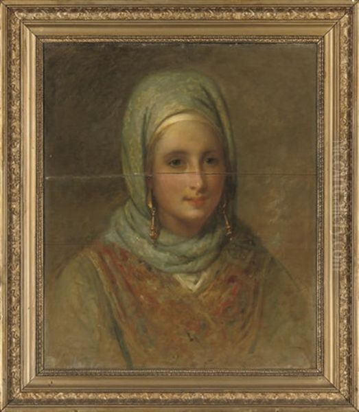 Portrait Of A Lady In Oriental Dress Oil Painting by Edward Villiers Rippingille