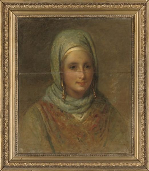 Portrait Of A Lady, In Oriental Dress Oil Painting by Edward Villiers Rippingille