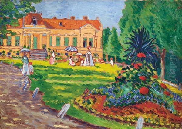 Company In The Castle Grounds Oil Painting by Jozsef Rippl-Ronai