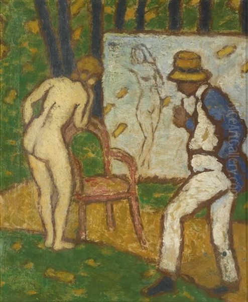 The Artist And His Model Oil Painting by Jozsef Rippl-Ronai