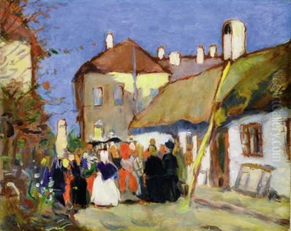 Funeral In Kaposvar Oil Painting by Jozsef Rippl-Ronai