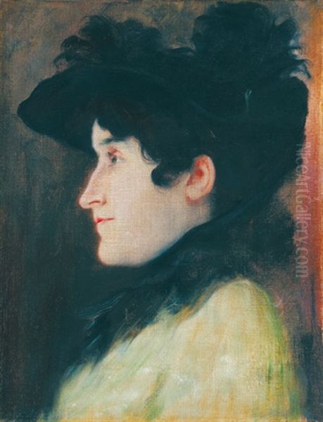 Woman Portrait Oil Painting by Jozsef Rippl-Ronai