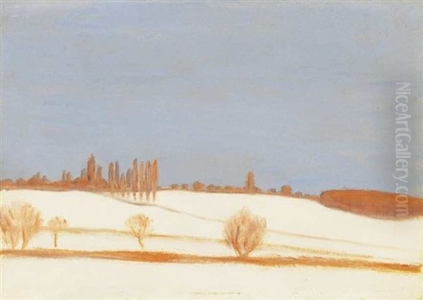 Tel (somogyi Taj) (winter - Landscape In Somogy) Oil Painting by Jozsef Rippl-Ronai