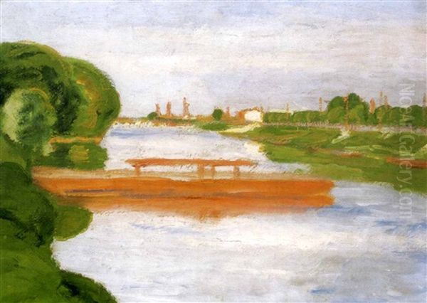 Vizparti Taj (waterside Landscape) Oil Painting by Jozsef Rippl-Ronai