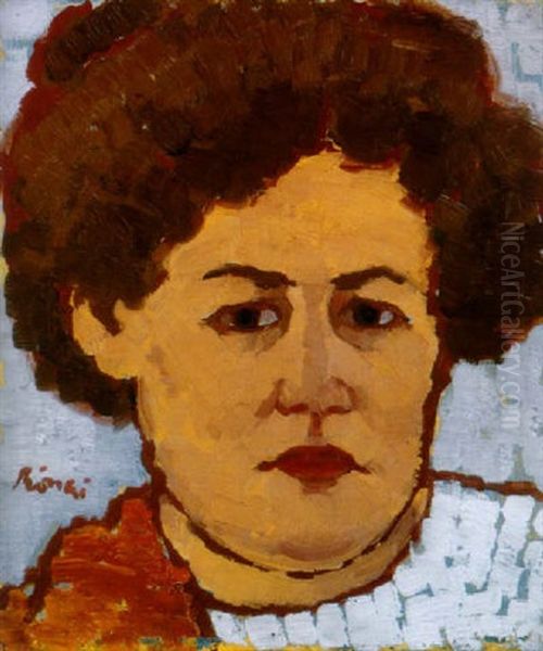 Noi Por, 1913 (female Portrait) Oil Painting by Jozsef Rippl-Ronai