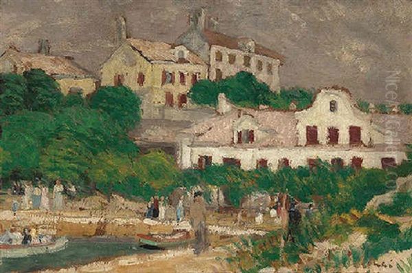 Village Au Bord De Mer Oil Painting by Jozsef Rippl-Ronai