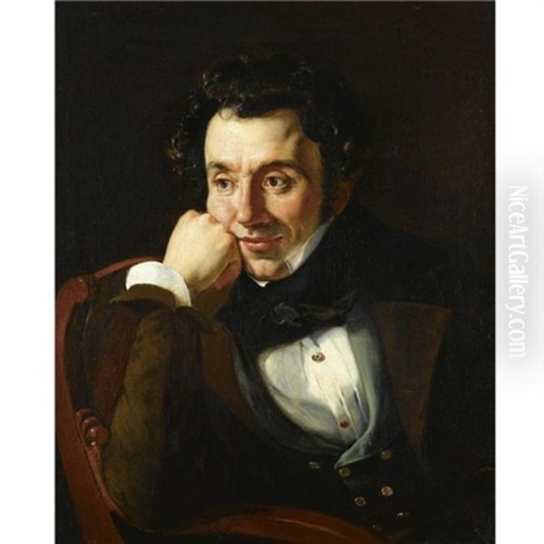 Portrait Of Orest Kiprensky (?) Oil Painting by Francois Riss