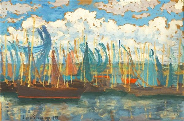 Golden Sails Oil Painting by Juho Rissanen