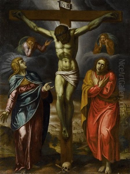 Kreuzigung Christi Mit Maria Und Hl. Johannes Sowie Engeln Oil Painting by Hans Ulrich Risse