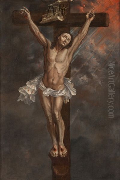 Christ On The Cross Oil Painting by Jose Risueno