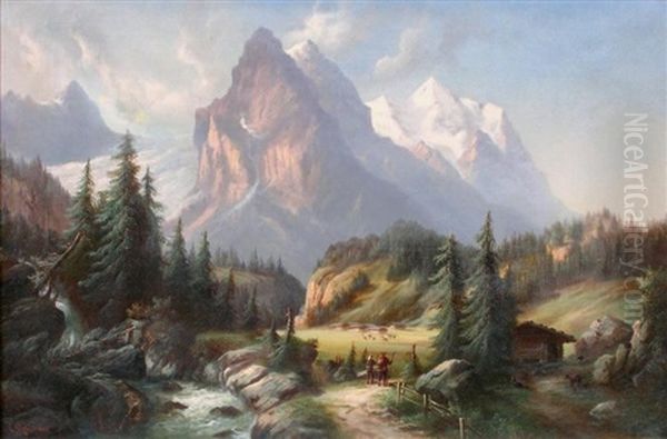 Le Wetterhorn Oil Painting by Louis Ritschard