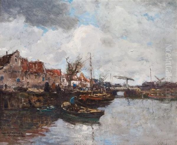 Harbor Oil Painting by William Ritschel