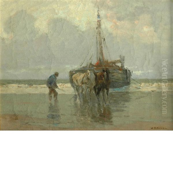 Ebb Tide Katwyk Oil Painting by William Ritschel