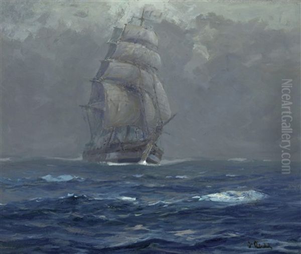 Coming Though The Fog, Pacific Ocean Oil Painting by William Ritschel