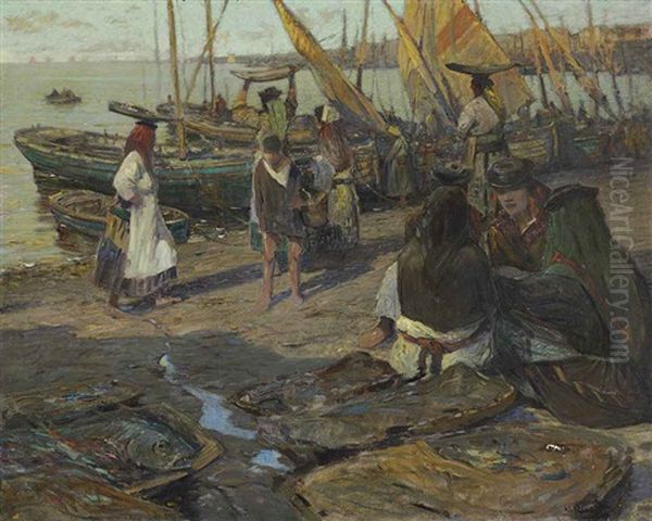 Fish Wives Of Lisbon Oil Painting by William Ritschel