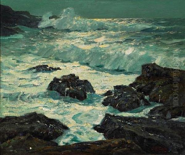 Moonbeams, California Coast Oil Painting by William Ritschel