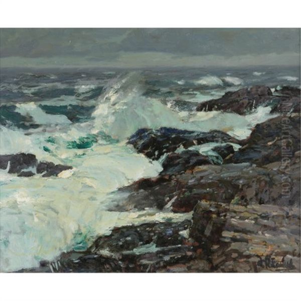 The Breakers, California Coast Oil Painting by William Ritschel