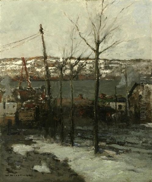 Thaw On 125th St., New York Oil Painting by William Ritschel