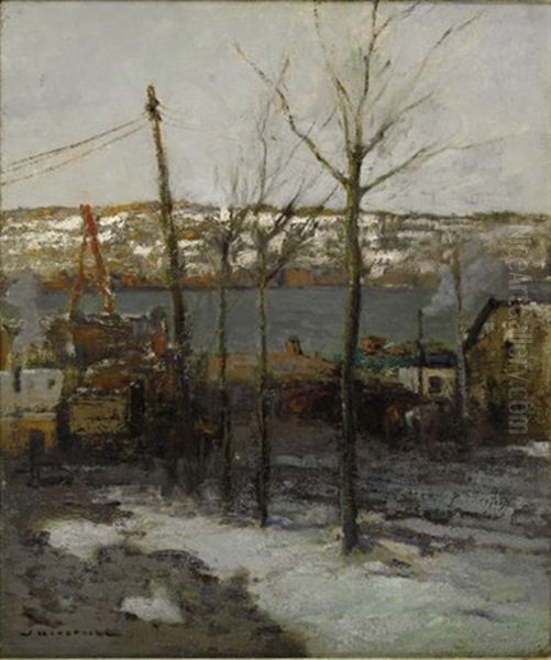 Thaw On 125th Street, New York Oil Painting by William Ritschel