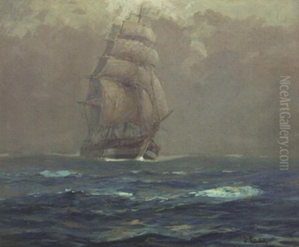 Coming Through The Fog, Pacific Ocean Oil Painting by William Ritschel