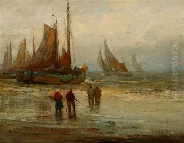 Brittany Boats Oil Painting by William Ritschel