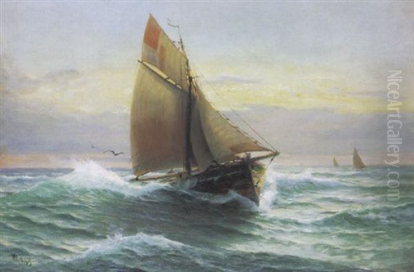 Fishing Boats Oil Painting by William Ritschel