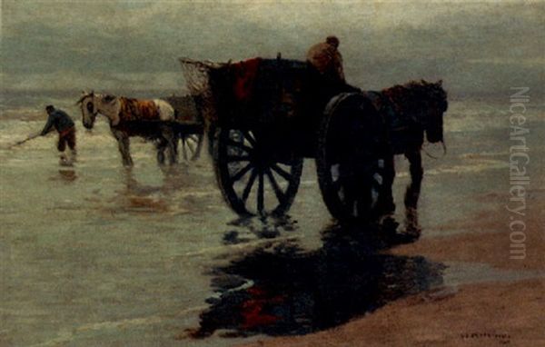 A Shell-fisher Near Katwijk Oil Painting by William Ritschel