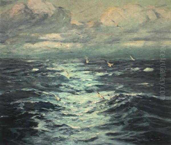 Wake Of Ship Oil Painting by William Ritschel