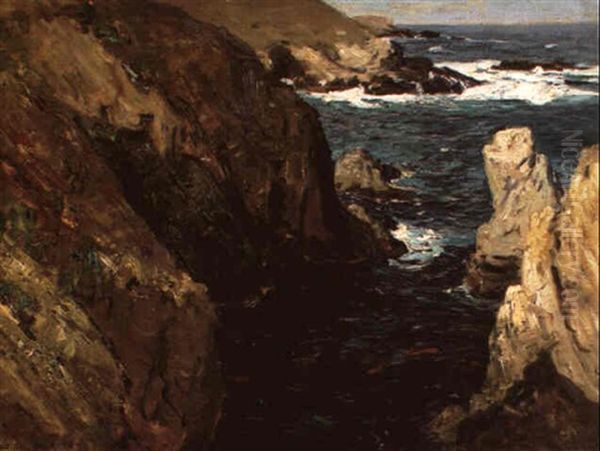 Rocky Seascape Oil Painting by William Ritschel