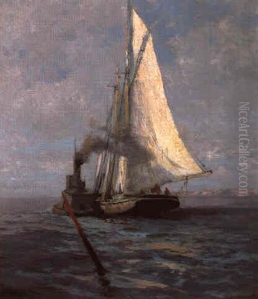 Two Boats Along The Bay Oil Painting by William Ritschel