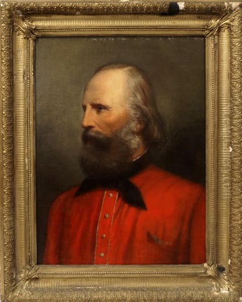 Portrait Of Giuseppe Garibaldi Oil Painting by Eduard Ritschl