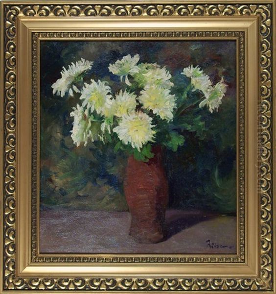 Chrysanthemen In Vase Oil Painting by Jacob Ritsema