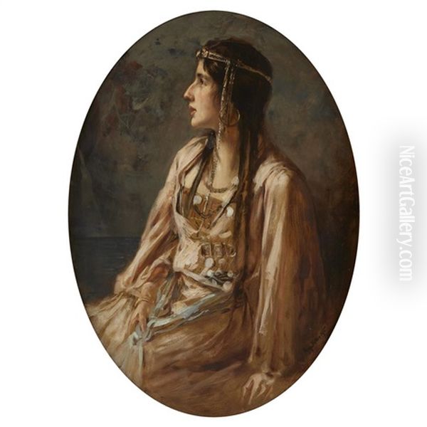 An Arabian Beauty Oil Painting by Caspar Ritter