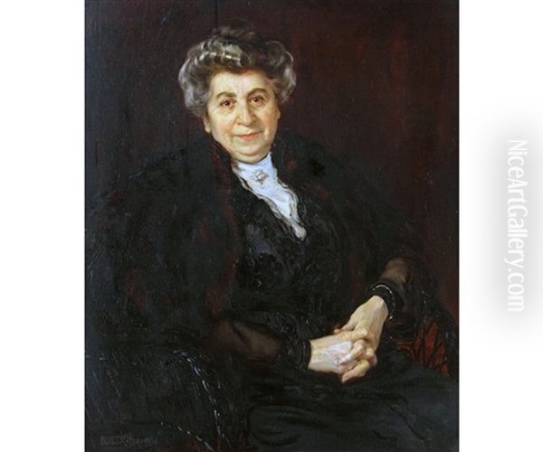 Half Length Portrait Of A Seated Lady Oil Painting by Caspar Ritter