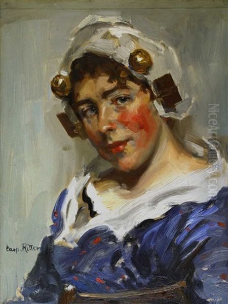 Bildnis Einer Jungen Frau Oil Painting by Caspar Ritter