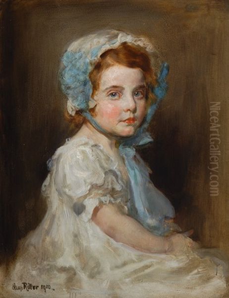 Portrait Of A Girl Oil Painting by Caspar Ritter