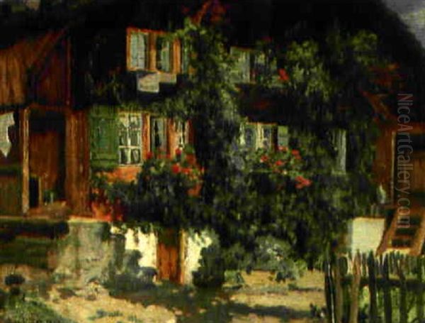 Chalet Mit Geranienschmuck Oil Painting by Caspar Ritter