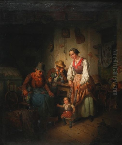 Die Ersten Schritte Oil Painting by Eduard Ritter