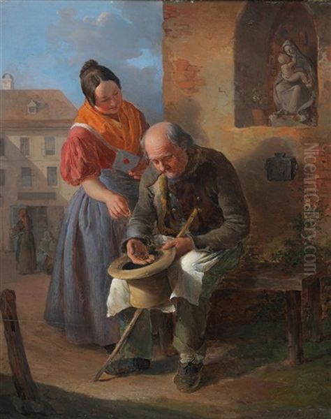 The Last Penny Oil Painting by Eduard Ritter