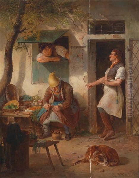 Vor Dem Haus Oil Painting by Eduard Ritter