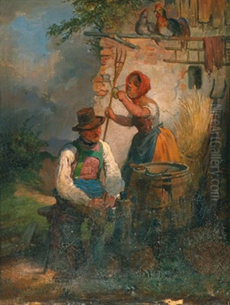 Rast Bei Der Ernte Oil Painting by Eduard Ritter