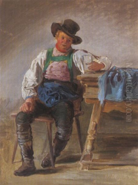 Ein Guter Tropfen Oil Painting by Eduard Ritter