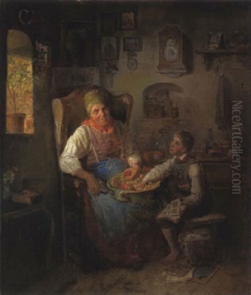 Der Kleine Apfeldieb Oil Painting by Eduard Ritter