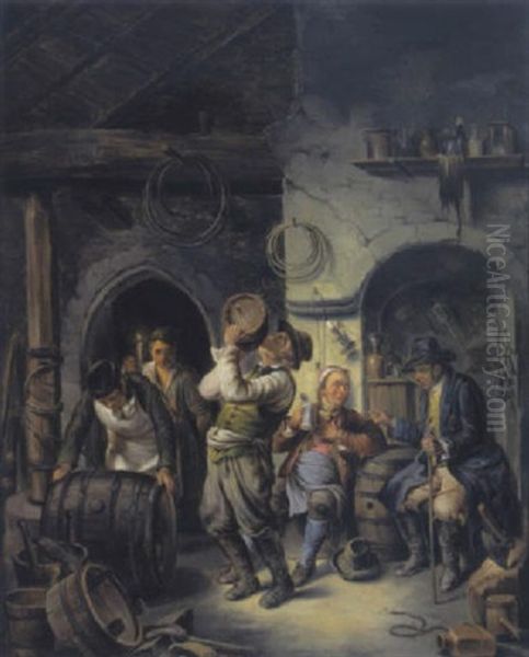 Kellerpartie Oil Painting by Eduard Ritter