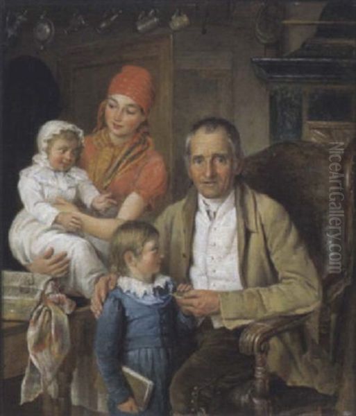 Familienidylle Oil Painting by Eduard Ritter