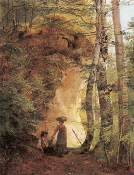 Begegnung Im Wald Oil Painting by Eduard Ritter