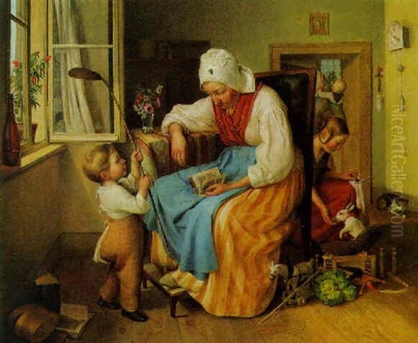 Der Kleine Fliegenfanger Oil Painting by Eduard Ritter