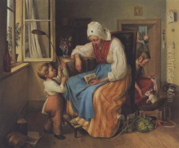 Der Kleine Fliegenfanger Oil Painting by Eduard Ritter